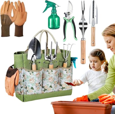 Tuin Tool Set - Tuingereedschap Set - Planten Graven Verpotten - Houten Handvat - 32 x 20 x 10 cm