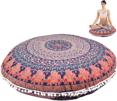 Ronde Kussenhoes - Poef Hoes - Meditatie Yoga - Boheemse Stijl - 80 cm Diameter - Mandala Patroon