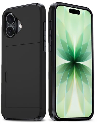 Hoes Geschikt voor iPhone 17 Hoesje Hard Case Met Pas Houder - Hoesje Geschikt voor iPhone 17 Hoes Shockproof Hard Cover Met Kaarthouder - Zwart