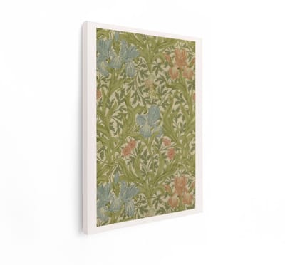 Artaza Canvas Schilderij Iris Bloemen - 60x80 cm - William Morris Wanddecoratie - Vintage Muurdecoratie Vogel - Decoratie Bloempatroon