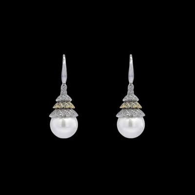 Victoria Valenza Bicolour Oorbellen met Parels en Zirkonia Stenen - Oorhangers - Bicolour - Goudkleurig - Zilverkleurig - Parel oorbellen - Zirkonia