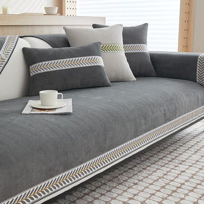 Mode Bankhoes Bankkussen Chenille Wilgentakken Brede Witte Rand Bankmat voor Woonkamer Antislip L-vormig Bankkussen 70x70cm 1pcs