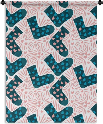 Wandkleed - Wanddoek - Sokken - Valentijnsdag - Patronen - 150x200 cm - Wandtapijt