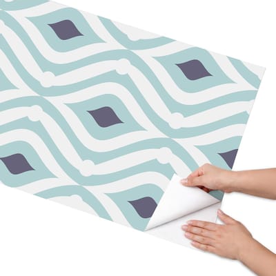 Coloray Meubel Wrap Folie - Blauw Meubelfolie - 65x130 cm - Decoratiefolie Optimistisch patroon - Meubel Wrap Folie - Geometrische Meubelfolie - Plakfolie Meubels - Keuken decoratie - Achtergronden en patronen