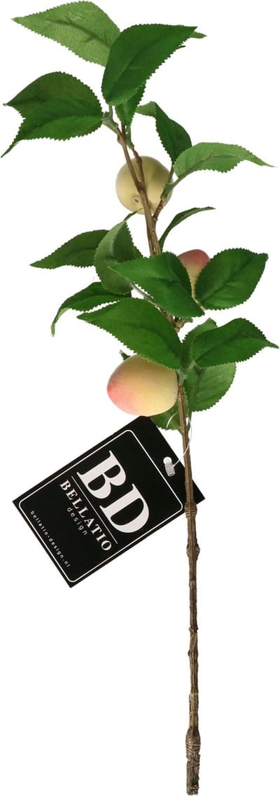 Bellatio Design Kunstbloem fruit tak Perzik - 40 cm - losse steel - kunst zijdebloemen