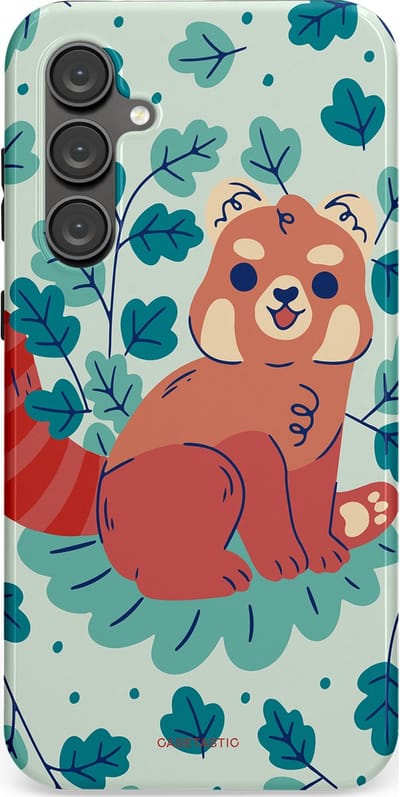 Casetastic Hoesje Geschikt voor Samsung S23 FE - Stijlvolle Beschermende Duo-layer Case - Rode panda tuin