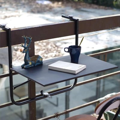 Balkontafel Hangend - Balkonbartafel Leuning - Buiten Leven - Verstelbare Leuningbreedte - 60x40 cm - Zwart