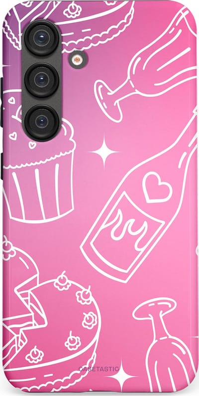 Casetastic Hoesje Geschikt voor Samsung S25 - Stijlvolle Beschermende Duo-layer Case - Roze Gebakfeest