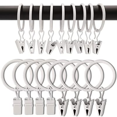 Gordijnringen met Clips - Set van 90 - 3,2 cm Binnendiameter - Witte Clips voor Gordijnen