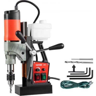 VEVOR Elektrische Magneetboormachine 1200w Magneetbooreenheid Kernboormachine 13000n Magneetkernboormachine met Twee Praktische Bits En Geleiderail van Aluminiumlegering, Gebruikt In Scheepsbouw Enz