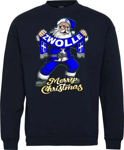 Kersttrui Kerstman Zwolle | Foute Kersttrui Dames Heren | Kerstcadeau | Pec Zwolle supporter | Navy | maat XS