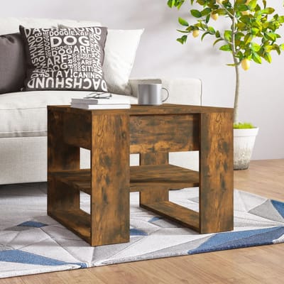 vidaXL - Salontafel - 55,5x55x45 - cm - bewerkt - hout - gerookt - eikenkleurig