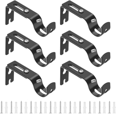 Dailygoods- Gordijnroedehouder Verstelbaar - Gordijnroede Houder - Wandhouder - Gordijn Steun - 6 Stuks - Hoogwaardig IJzer - Gordijnsteun