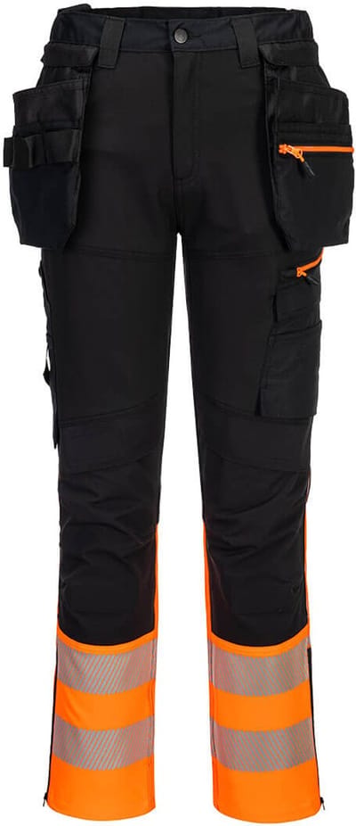 Portwest DX4-Hi-Vis Broek klasse 1 met afneembare holsterzakken DX457 - Oranje/Zwart - 28