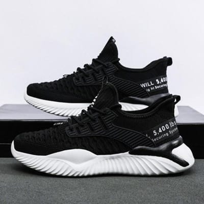 Lente Nieuwe Ademende Herenschoenen Nieuwe Mesh Ademende Sportschoenen Koreaanse Versie van Vliegweefsel Casual Hardloopschoenen Trendy Schoenen 44