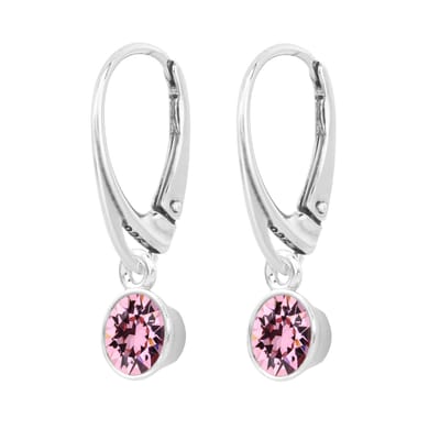ARLIZI 1780 Oorbellen Swarovski Kristal Hanger Roze - Sterling Zilver - 2,5 cm