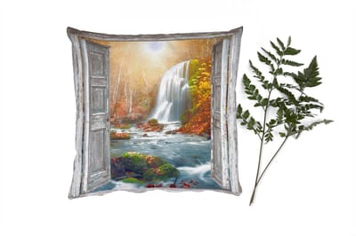 Sierkussens - Kussentjes Woonkamer - 40x40 cm - Waterval - Doorkijk - Landschap