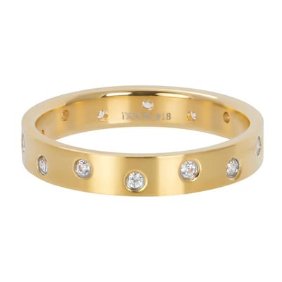 iXXXi JEWELRY - Vulring - Zirconia ring 14 steens Cristal - Mat Bruin - 4mm - Maat 17