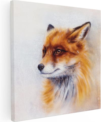 Artaza Canvas Schilderij Vos - 30x30 cm - Klein - Wanddecoratie Dieren - Muurdecoratie Dierenhoofd - Kamer Accessoires