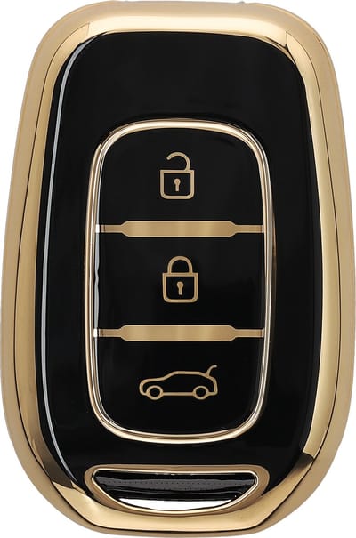 kwmobile autosleutel hoesje geschikt voor Renault 3-Knoppen Dacia Sandero Stepway 2021 hoes - TPU autosleutel behuizing - Beschermende auto sleutel case - Sleuteletui in zwart / goud