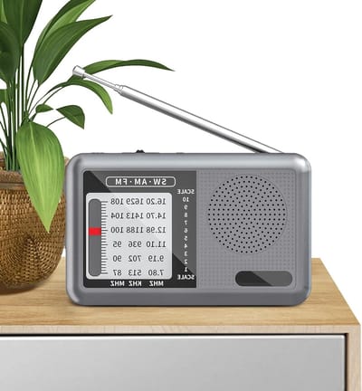 Draagbare Radio - Kortegolf Radio - Nieuws Luisteren - Volledige Spectrumontvangst - 10.2 x 6.3 x 2.6 cm - Grijs
