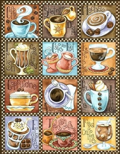 TOPMO - Koffietijd - Diamond painting- HQ Diamond Painting pakket - VOLLEDIG dekkend - Diamant Schilderen - voor Volwassenen – ROND- 40X50CM