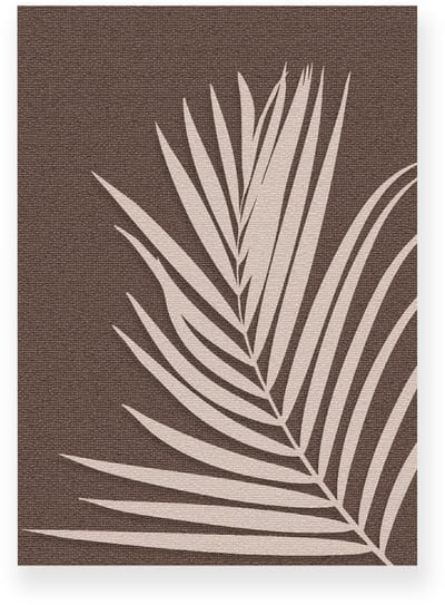 Poster 20x30 cm - Palmblad - Canvas Look - Donkerbruin - Beige - Minimalistisch - Botanisch - Muurdecoratie - Wanddecoratie