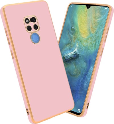 Cadorabo Hoesje geschikt voor Huawei MATE 20 in Glossy Roze - Goud - Beschermhoes Case Cover van flexibel TPU-silicone en met camerabescherming
