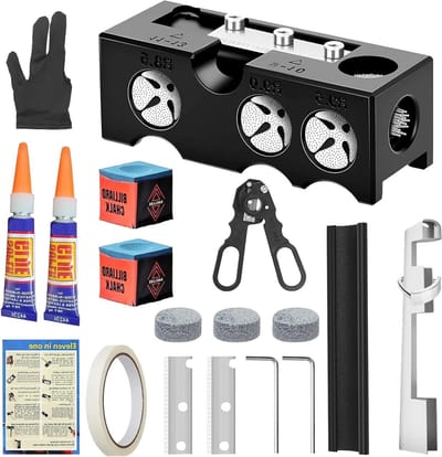 Keu Tip Reparatie Kit - Keu Onderhoud Set - Biljart Keu Onderhoud - 11-in-1 Multifunctioneel Gereedschap - Compact en Draagbaar