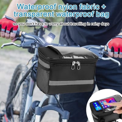 Waterdichte Fietstas - Grote Capaciteit met Touchscreen Houder - 1 stuk - Zwart - 19 x 18 x 13 cm