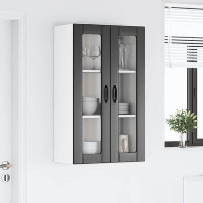 vidaXL - Wandglas - Kasten - LUCCA - Zwart - 60 - x - 31 - x - 100 - cm - Bewerkt - hout