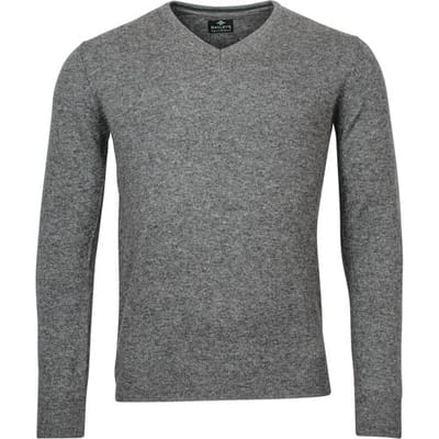 Baileys Trui V-Neck Lambswool Uni Color Single Knit Grijs / male