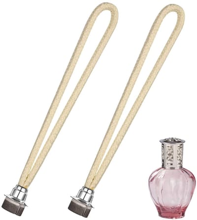 Dailygoods- Lont 2 Stuks - Vervangingslont voor Olielamp/Katalytische Lamp - Aromatherapie - Geurverspreider - Zilveren Kop - Veilig en Betrouwbaar