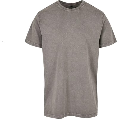Build your Brand Acid Washed Round Neck Tee BY190 - Asphalt - S