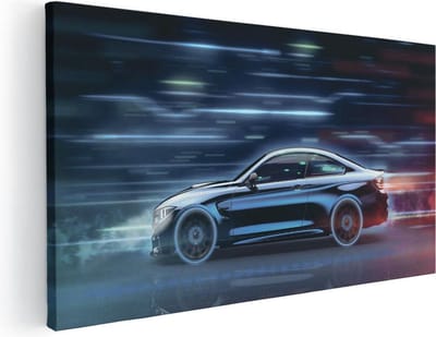 Artaza Canvas Schilderij Auto - 40x20 cm - Klein - Wanddecoratie Sportauto - Muurdecoratie Mancave - Schilderijen Op Canvas Modern