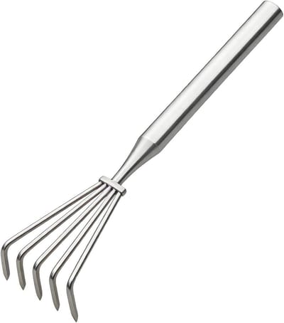 Gazonhark - Tuinklauw Kleine hark - Onkruid wieden - Ergonomische handgreep - 5 klauwen - Metaal