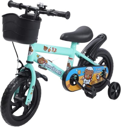 Kinderfiets met Zijwieltjes - Peuterfiets Loopfiets - Leren Fietsen - In Hoogte Verstelbaar - 12 Inch - Groen