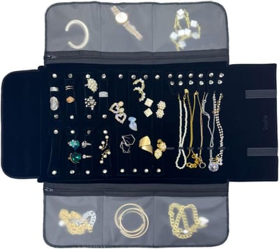 Reis Sieraden Rol - Sieraden Organizer - Veilig Vervoer - Zes PVC Vakken - Zwart