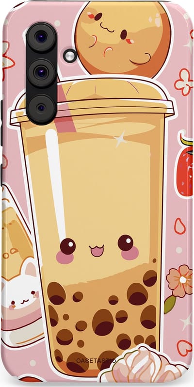 Casetastic Hoesje Geschikt voor Samsung A54 (5G) - Stijlvolle Beschermende Duo-layer Case - Kawaii Thee Design - Bubble Tea