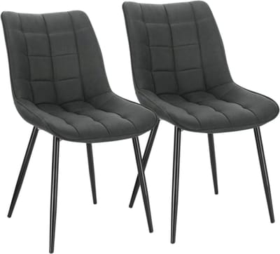Happyment Luxe Eetkamerstoelen - Velvet Donkergrijs - Woonkamerstoelen - Keukenstoelen - Kuipstoel - Set van 2, 4 of 6