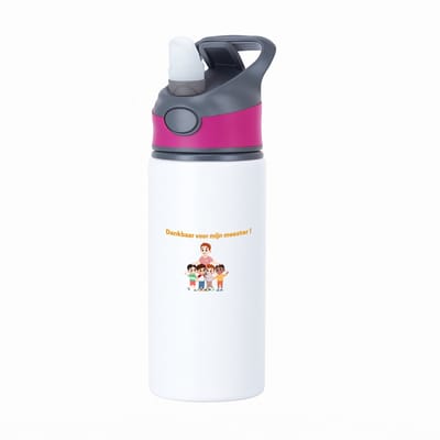 Hacebo® - dankbaar voor mijn meester waterfles met rietje roze - Meester - leraar - verjaardag - cadeautje voor meester - meester artikelen - kado - geschenk - gift - verjaardagscadeau - meesterdag - water fles - 650ML