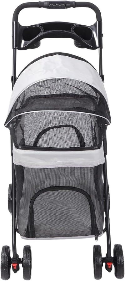 Huisdieren Kinderwagen - Dierenbuggy - Reizen met huisdier - Eenvoudig opvouwbaar - 66x43x18 cm - Grijs