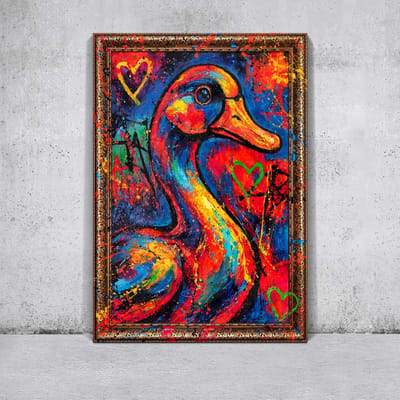 Canvas schilderij landschapsformaat handgeschilderd kleurritme abstract muzikaal – YS-Art Gallery – Vrolijke wanddecoratie voor woonkamer – Modern schilderij voor hal en kantoor