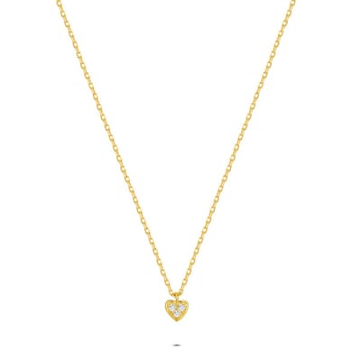 Twice As Nice Halsketting in 18 kt verguld zilver, hartvorm Goudkleurig 40cm+5cm