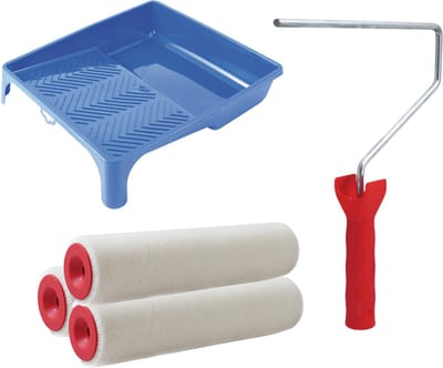 Sorex Verfrollers set - beugel - doseer verfbak - 3x anti spat rollers - 25cm breed - schilderen - pluisvrije rollers