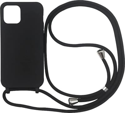 HB Hoesje Geschikt voor Apple iPhone 13 - Zwart - Siliconen Back Cover met Koord - Telefoonhoesje met Koord - Crossbody Lanyard Cord Case