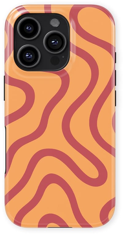 DripCase Curvy Lines Hoesje geschikt voor iPhone 16 Pro | Backcover met Mag | Design Tough Case geschikt voor iPhone 16 Pro Terracotta Twist