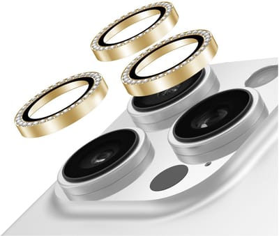 AVY Camera Lens Protector Rings | Geschikt voor Apple iPhone 13 Pro / 13 Pro Max | Camera Lens Protector Glas | Schokbestendig | Krasbestendig | met Applicator | Diamant Goud