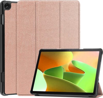 Hoes - Geschikt voor Lenovo Tab M10 (3e / 3rd generatie) - Dun & Stevig - Trifold Bookcase - Hard Cover - Hardcover Book Case - Tablet Hoesje - Rosé goud