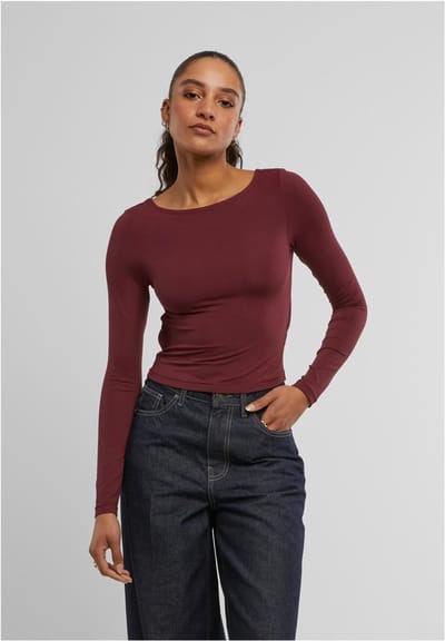 Urban Classics - Slim Fit Longsleeve top - XS - Rood